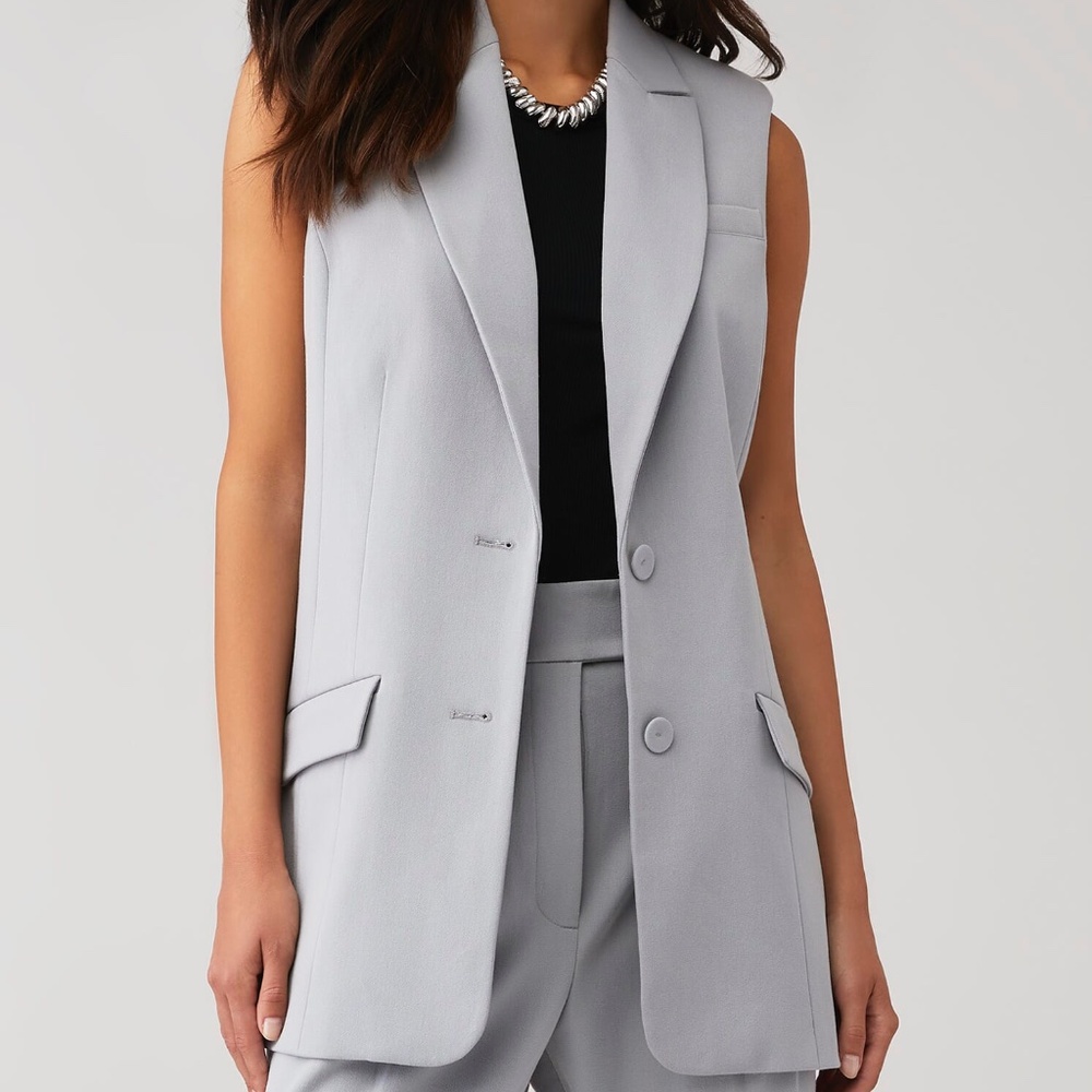 NWT $298 Favorite Daughter The Nadine Sleeveless Grey Blazer Vest Top Sz Small
